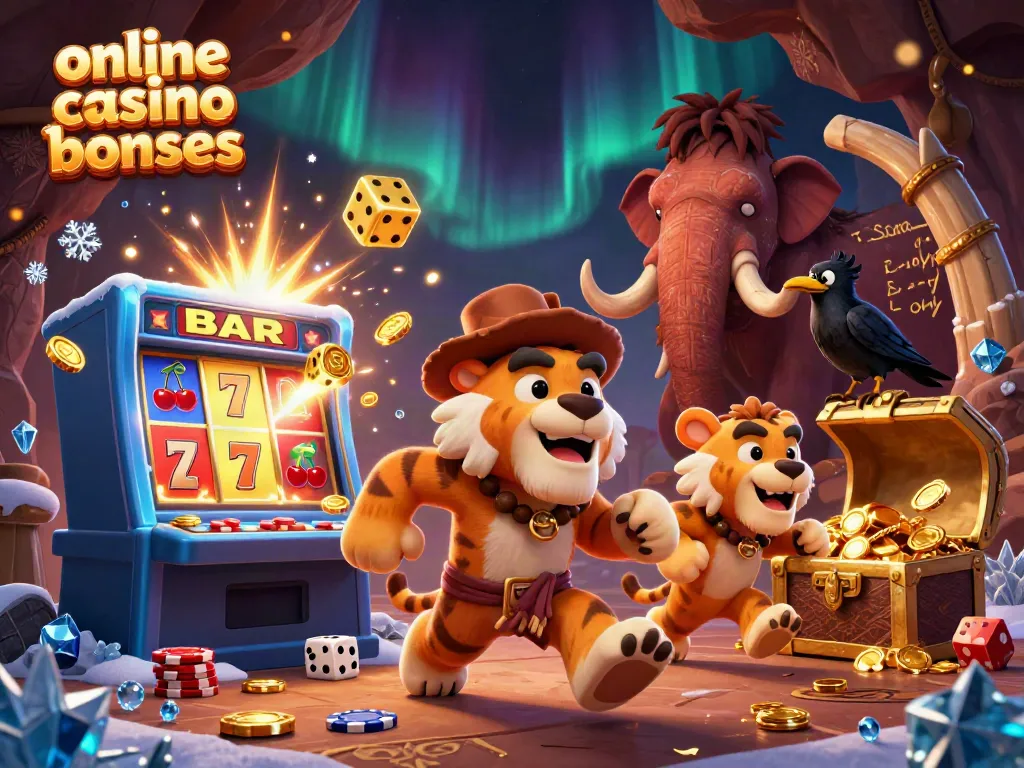 Experience online casino bonuses with engaging 3D illustration featuring cartoon characters in a vibrant casino