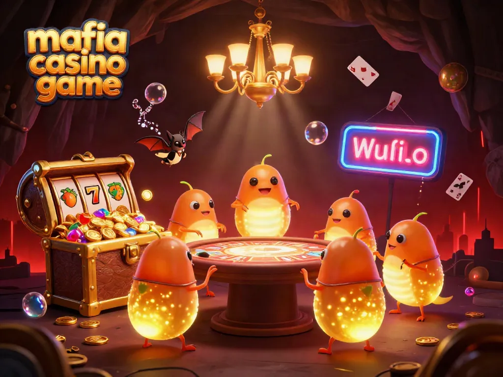 Experience the thrill of the mafia casino game with vibrant glowworms illuminating an underwater world.