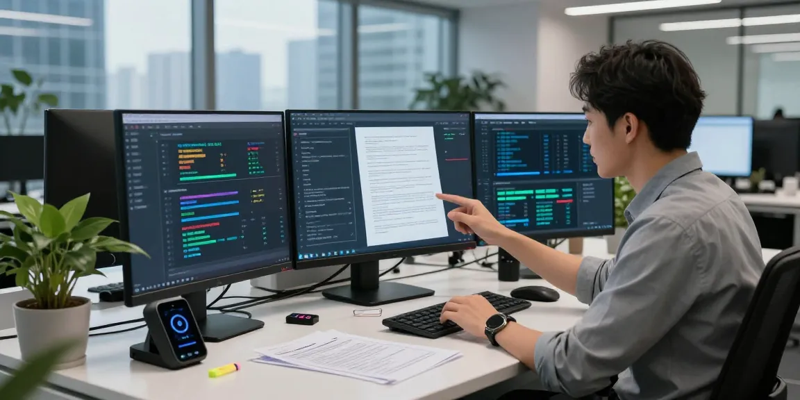 Document fraud detection analysis in a high-tech office environment with an analyst using advanced tools.